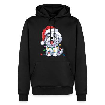 Coton de Tulear Christmas Lights Xmas Dogs Gifts - Men’s Premium Organic Hoodie - black - Front - Nico (187cm)