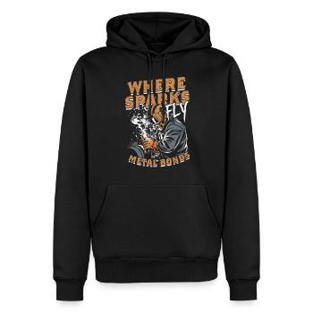 Soudeur où les étincelles volent Liaisons métalliques - Sweat à capuche Premium bio Homme - noir - Devant - Nico (187cm)