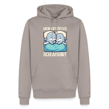 Chemise de nuit officielle Pyjama dauphin - Sweat à capuche Premium bio Homme - taupe - Devant - Nico (187cm)