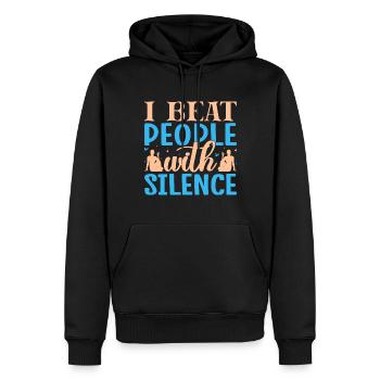 Yoga I Beat People With Silence Funny Yoga - Männer Premium Bio Hoodie - Schwarz - Vorne - Nico (187cm)
