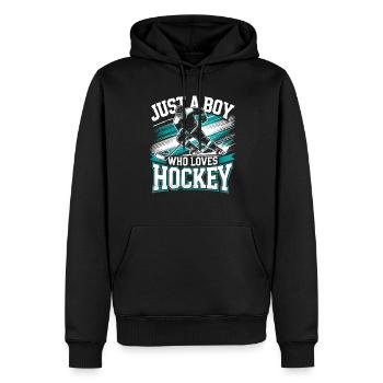 Eishockey, Eishockeyspieler, Junge - Männer Premium Bio Hoodie - Schwarz - Vorne - Nico (187cm)