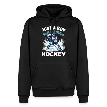 Eishockey, Eishockeyspieler, Junge - Männer Premium Bio Hoodie - Schwarz - Vorne - Nico (187cm)