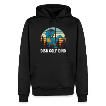Disc Golfing Dinosaur Disc Golfer - Disc Golf Dino - Männer Premium Bio Hoodie - Schwarz - Vorne - Nico (187cm)