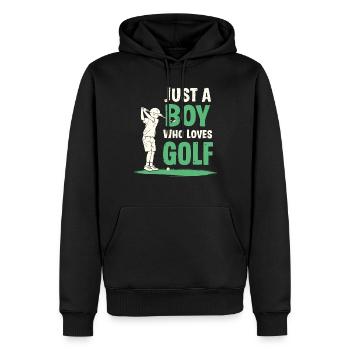 Golf, Golfspieler, Golfsport, Golfer, Junge - Männer Premium Bio Hoodie - Schwarz - Vorne - Nico (187cm)
