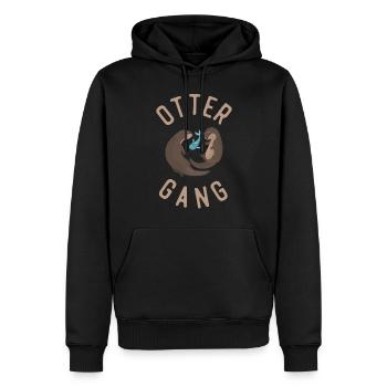 Gang de loutres loutres - Sweat à capuche Premium bio Homme - noir - Devant - Nico (187cm)
