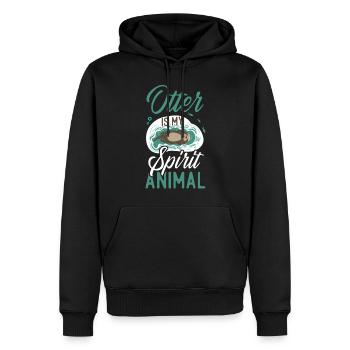 Loutre Loutre est mon animal spirituel - Sweat à capuche Premium bio Homme - noir - Devant - Nico (187cm)