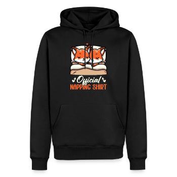 Official Sleeper Fox Cute Funny Lazy - Men’s Premium Organic Hoodie - black - Front - Nico (187cm)