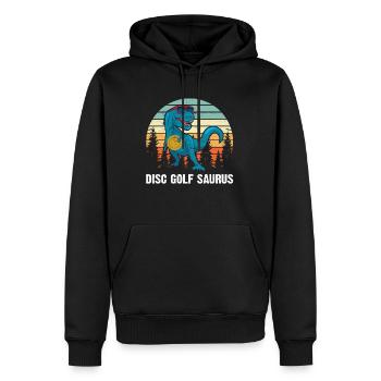 Disc golfeur Saurus - Dino Disc Golf Dinosaure - Sweat à capuche Premium bio Homme - noir - Devant - Nico (187cm)