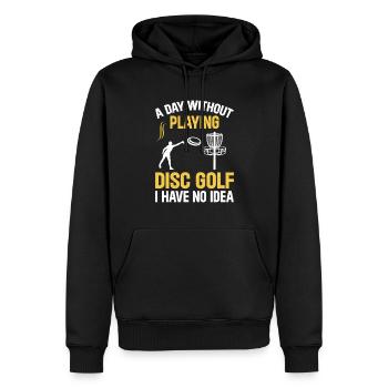 Disc golfeur - Une journée sans jouer au disc golf I Ha - Sweat à capuche Premium bio Homme - noir - Devant - Nico (187cm)