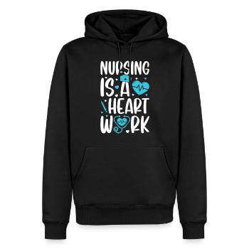 Nursing is a heart work - Hospital Nurse - Men’s Premium Organic Hoodie - black - Front - Nico (187cm)
