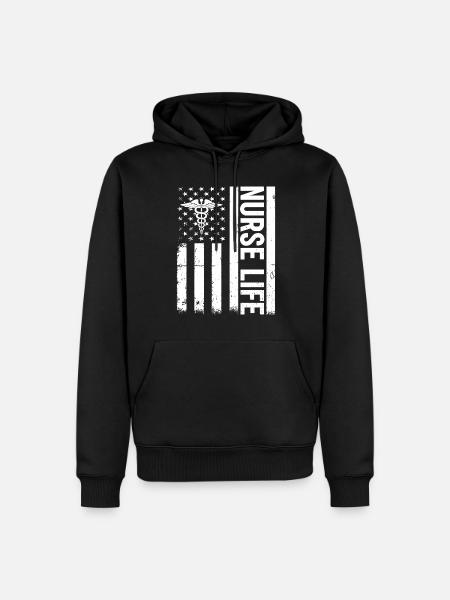 Sygeplejerske - Sygeplejerske Liv US Flag Hospital Sygeplejerske - Herre Premium økologisk hoodie - sort