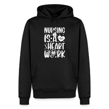 Hospital Nurse - Nursing is a heart work - Men’s Premium Organic Hoodie - black - Front - Nico (187cm)