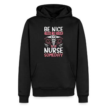 Be nice i might be your nurse someday - Funny Nurs - Männer Premium Bio Hoodie - Schwarz - Vorne - Nico (187cm)