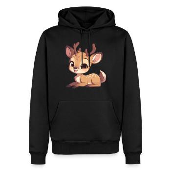 Hirsche Hirsch - Männer Premium Bio Hoodie - Schwarz - Vorne - Nico (187cm)