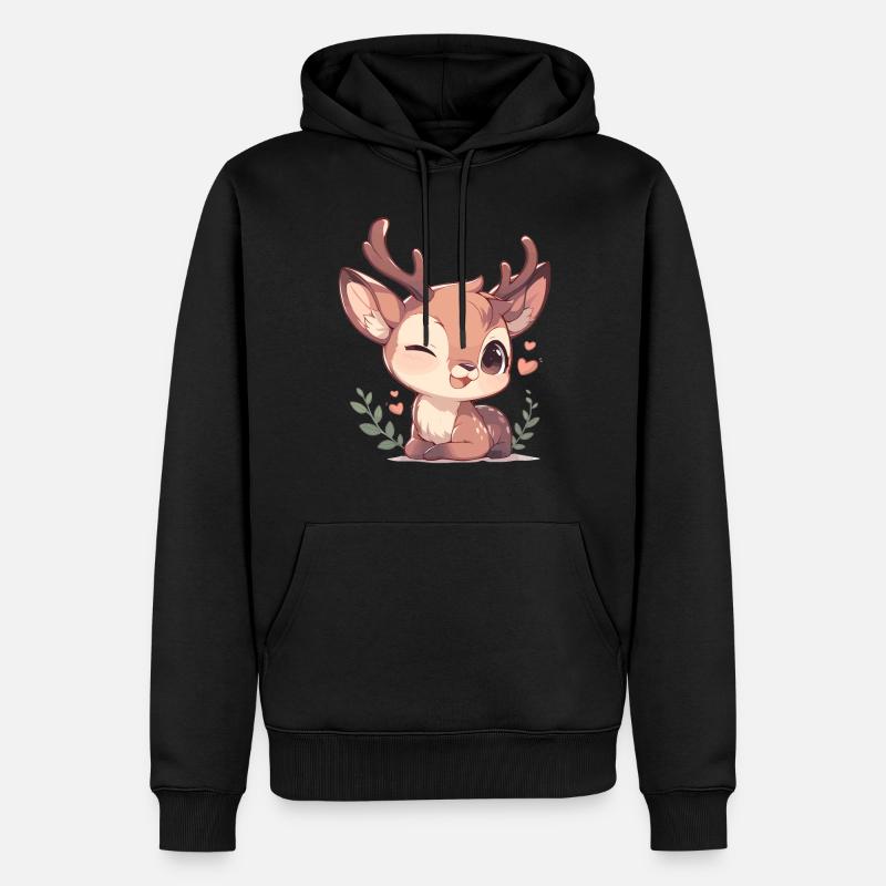 Cerf Cerf - Sweat à capuche Premium bio Homme - noir