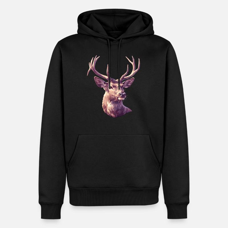 Cerf Cerf - Sweat à capuche Premium bio Homme - noir