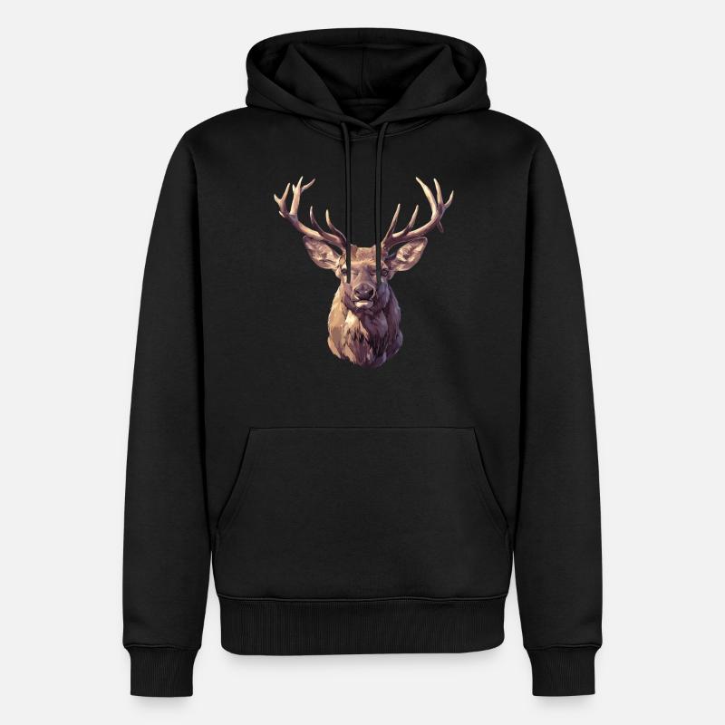 Hirsche Hirsch - Männer Premium Bio Hoodie - Schwarz