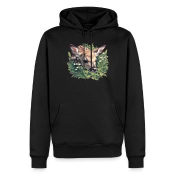 Hirsche Hirsch - Männer Premium Bio Hoodie - Schwarz - Vorne - Nico (187cm)