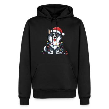 Finnish Lapphund Christmas Lights Xmas Dogs Gifts - Männer Premium Bio Hoodie - Schwarz - Vorne - Nico (187cm)