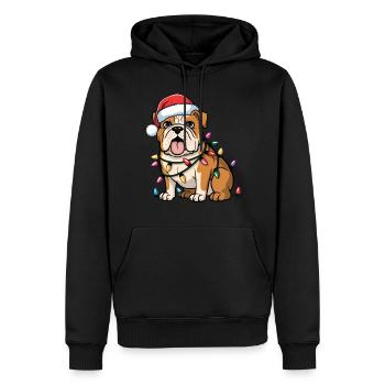 English Bulldog Christmas Lights Xmas Dogs Gifts - Männer Premium Bio Hoodie - Schwarz - Vorne - Nico (187cm)