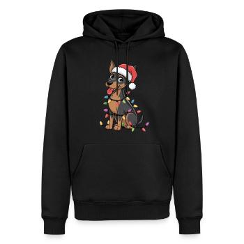 German Pinscher Christmas Lights Xmas Dogs Gifts - Männer Premium Bio Hoodie - Schwarz - Vorne - Nico (187cm)