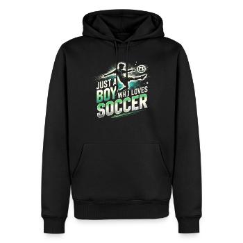 Football Joueur de football, Joueur de football Garçon - Sweat à capuche Premium bio Homme - noir - Devant - Nico (187cm)