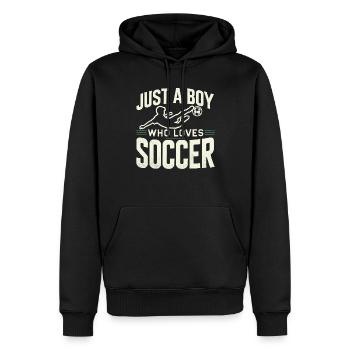 Football Joueur de football, Joueur de football Garçon - Sweat à capuche Premium bio Homme - noir - Devant - Nico (187cm)