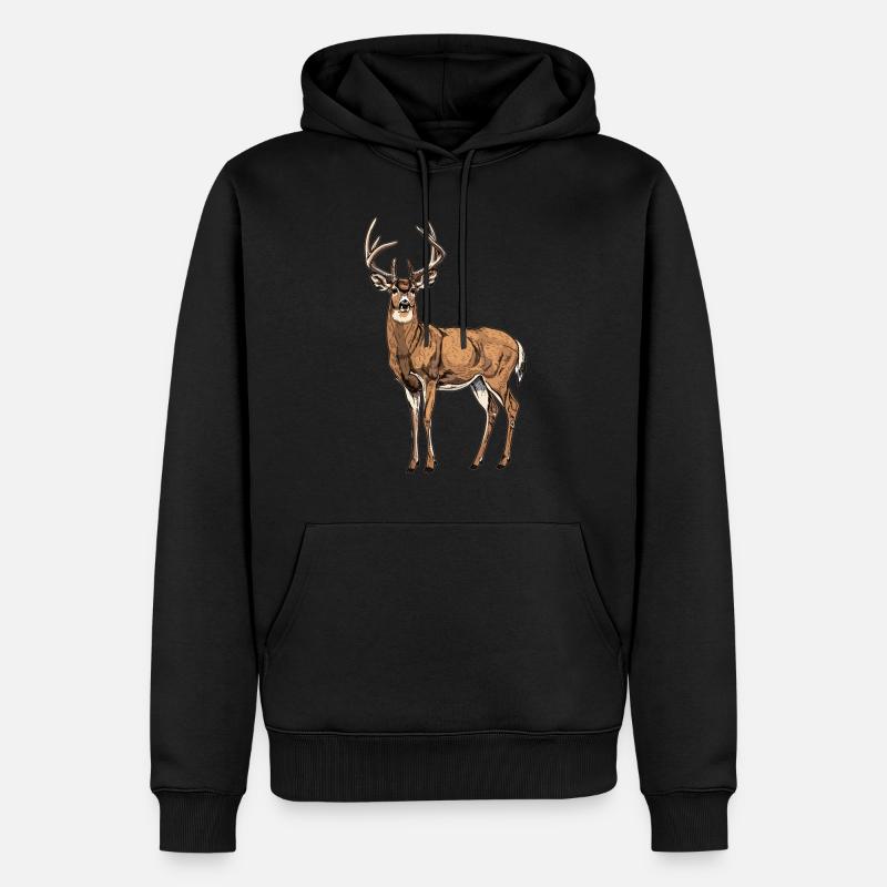 Hirsche Hirsch - Männer Premium Bio Hoodie - Schwarz