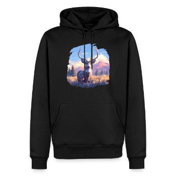 Hirsche Hirsch - Männer Premium Bio Hoodie - Schwarz - Vorne - Nico (187cm)