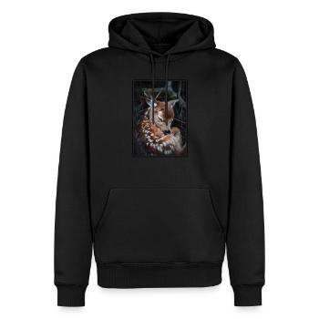 Hirsche Hirsch - Männer Premium Bio Hoodie - Schwarz - Vorne - Nico (187cm)