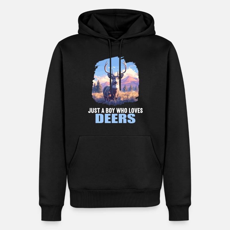 Hirsche Hirsch - Männer Premium Bio Hoodie - Schwarz