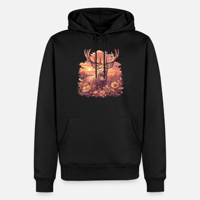 Hirsche Hirsch - Männer Premium Bio Hoodie - Schwarz