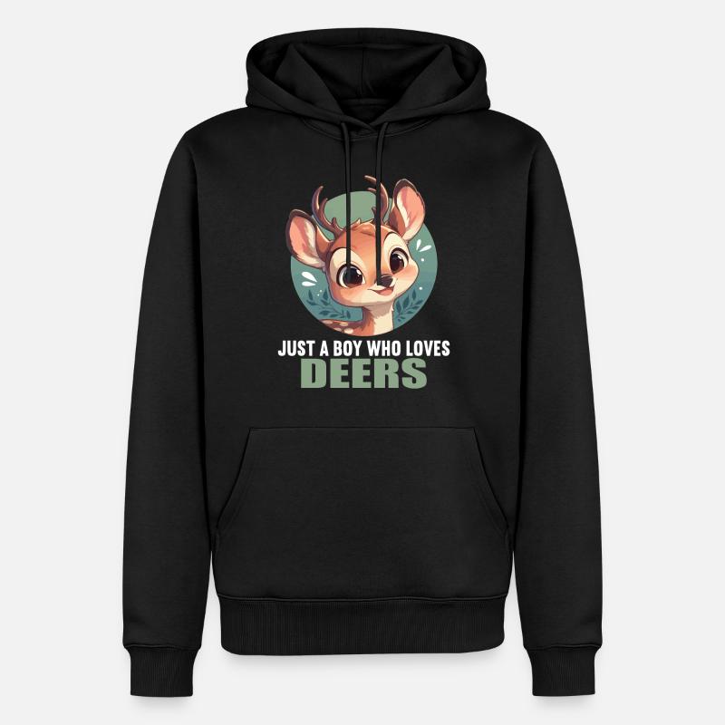 Hirsche Hirsch - Männer Premium Bio Hoodie - Schwarz