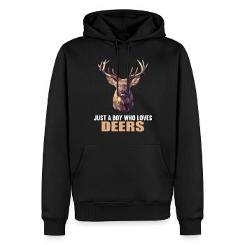 Cervo Cervo - Felpa con cappuccio ecologica premium da uomo - nero - Fronte - Nico (187cm)