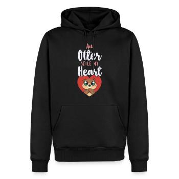 Loutre Saint-Valentin Une loutre - Sweat à capuche Premium bio Homme - noir - Devant - Nico (187cm)