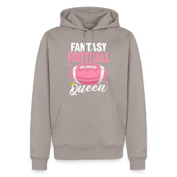 Fantasy Football Queen FFL Girls Commish Draft - Men’s Premium Organic Hoodie - taupe - Front - Nico (187cm)