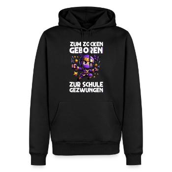 Zum Zocken geboren zur Schule gezwungen Ninja - Männer Premium Bio Hoodie - Schwarz - Vorne - Nico (187cm)