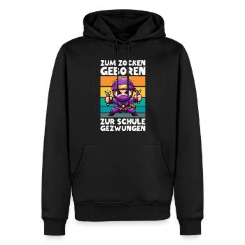 Zum Zocken geboren zur Schule gezwungen Ninja - Männer Premium Bio Hoodie - Schwarz - Vorne - Nico (187cm)