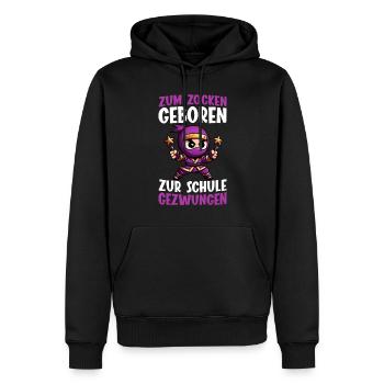 Zum Zocken geboren zur Schule gezwungen Ninja - Männer Premium Bio Hoodie - Schwarz - Vorne - Nico (187cm)