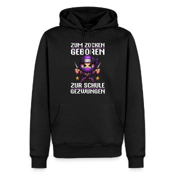 Zum Zocken geboren zur Schule gezwungen Ninja - Männer Premium Bio Hoodie - Schwarz - Vorne - Nico (187cm)