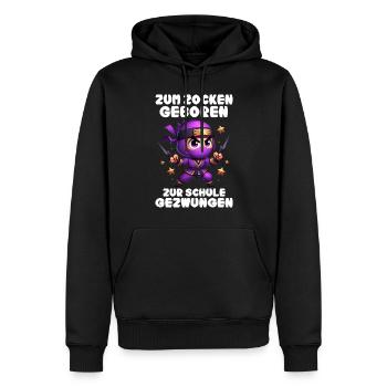 Zum Zocken geboren zur Schule gezwungen Ninja - Männer Premium Bio Hoodie - Schwarz - Vorne - Nico (187cm)
