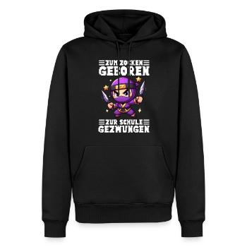 Zum Zocken geboren zur Schule gezwungen Ninja - Männer Premium Bio Hoodie - Schwarz - Vorne - Nico (187cm)