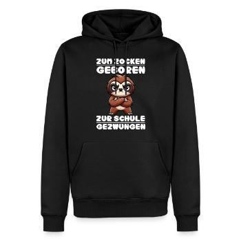 Zum Zocken geboren zur Schule gezwungen Faultier - Männer Premium Bio Hoodie - Schwarz - Vorne - Nico (187cm)