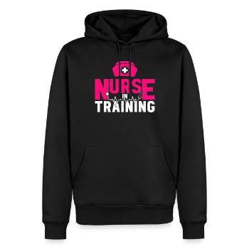 Infirmière en formation - Infirmière hospitalière Étudiante en soins infirmiers - Sweat à capuche Premium bio Homme - noir - Devant - Nico (187cm)