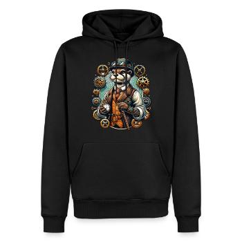 Steampunk Otter Mit Zahnrädern - Männer Premium Bio Hoodie - Schwarz - Vorne - Nico (187cm)