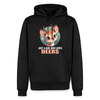 Hirsche Hirsch - Männer Premium Bio Hoodie - Schwarz - Vorne - Nico (187cm)