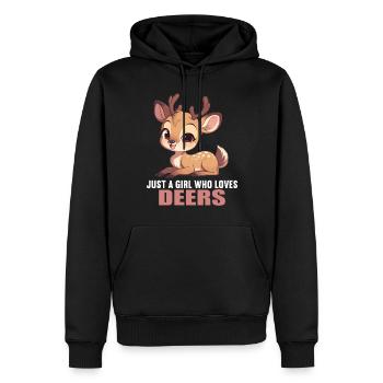 Hirsche Hirsch - Männer Premium Bio Hoodie - Schwarz - Vorne - Nico (187cm)