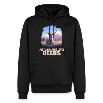 Hirsche Hirsch - Männer Premium Bio Hoodie - Schwarz - Vorne - Nico (187cm)