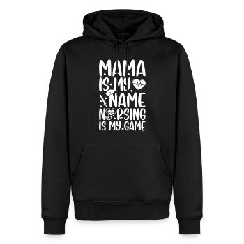 Mama is my name nursing is my game - Mama Nurse - Männer Premium Bio Hoodie - Schwarz - Vorne - Nico (187cm)