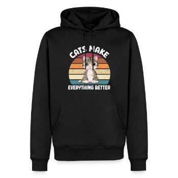 Cat Mom Gifts - Männer Premium Bio Hoodie - Schwarz - Vorne - Nico (187cm)